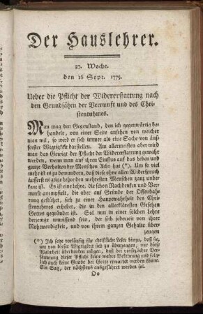 37. Woche, d. 16. Sept. 1775