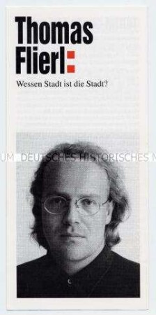 Flugschrift der Berliner PDS zur Vorstellung ihres Kandidaten Thomas Flierl für die Wahl des Berliner Abgeordnetenhauses 1995