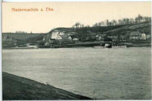Niedermuschütz. Elbe mit Dampfer Austria