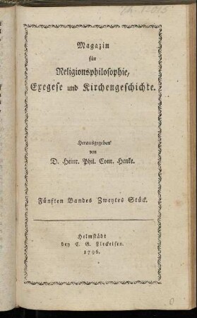 Fünften Bandes Zweytes Stück.