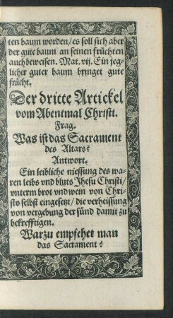Der dritte Artickel vom Abentmal Christi.