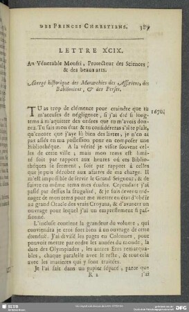 Lettre XCIX [i.e. C]. Au Vénerable Moufti, Protecteur des Sciences, & des beaux arts