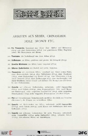 Arbeiten aus Silber, Chinasilber, Holz, Bronze etc. (Nr. 284-391)