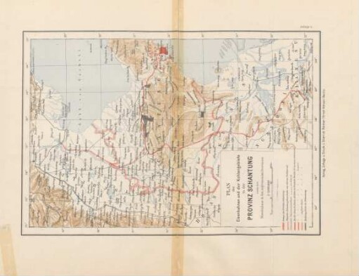 Plan der Eisenbahnen und der Kohlengebiete in der Provinz Schantung sowie der Eisenbahnen in den angrenzenden Provinzen