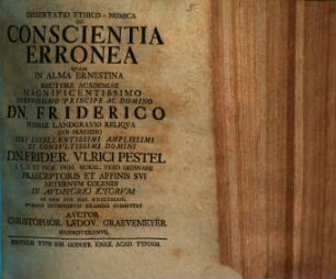 Diss. ethico-nomica de conscientia erronea