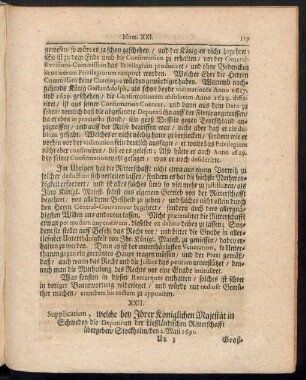 XXII. Supplication, Welche bey Ihrer Königlichen Majestät in Schweden die Deputirten der Lieffländischen Ritterschafft übergeben ...