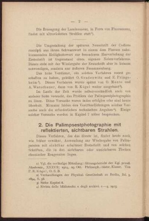 2. Die Palimpsestphotographie mit reflektierten, sichtbaren Strahlen.