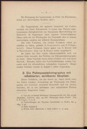 2. Die Palimpsestphotographie mit reflektierten, sichtbaren Strahlen.