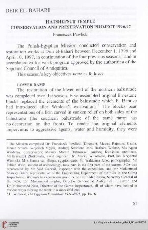 9: Deir el-Bahari : Hatshepsut temple conservation and preservation project 1996/97
