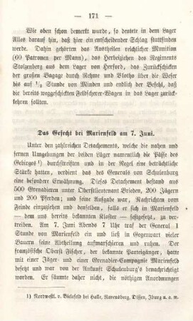 Das Gefecht bei Marienfeld am 7. Juni.