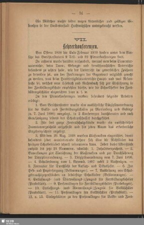 VII. Lehrerkonferenzen