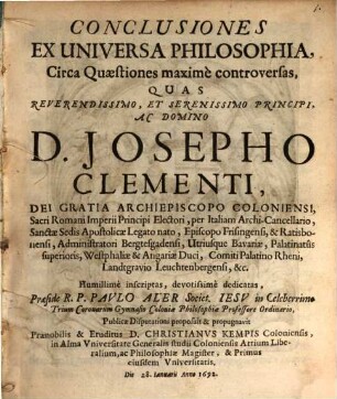 Conclusiones ex universa philosophia circa quaestiones maxime controversas