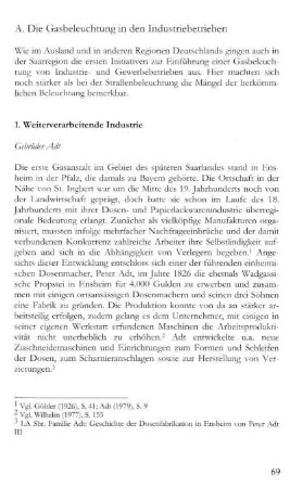 A. Die Gasversorgung in der Industrie