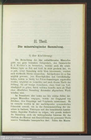 II. Theil. Die mineralogische Sammlung