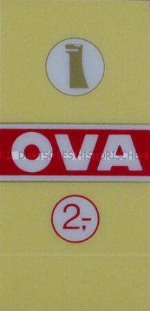 Preisschild (groß) für "Ova"-Zigaretten