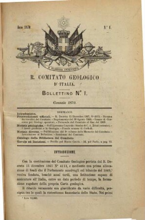 Bollettino del R. Comitato Geologico d'Italia. 1. 1870