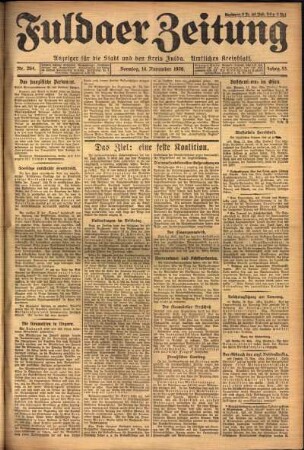 Erste Ausgabe vom Sonntag, den 14. November 1926.
