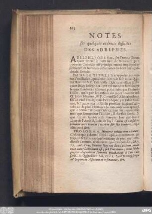 Notes sur quelques endroits difficiles Des Adelphes.