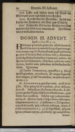 Domin. III. Advent. Epist. 1. Cor. IV. 1-5