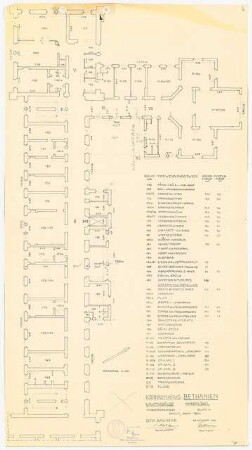 Evangelisches Diakonissenkrankenhaus Bethanien, Berlin-Kreuzberg Hauptgebäude-Nordflügel: Grundriss 1.OG 1:100
