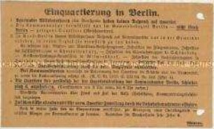 Merkblatt für die Vermittlung von Quartieren für Offiziere