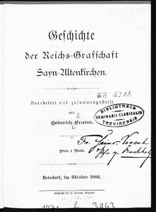Geschichte der Reichs-Grafschaft Sayn-Altenkirchen
