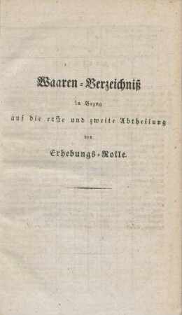 Waaren-Verzeichniß ... (Tabelle)