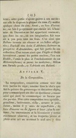 Article V. De la Composition.