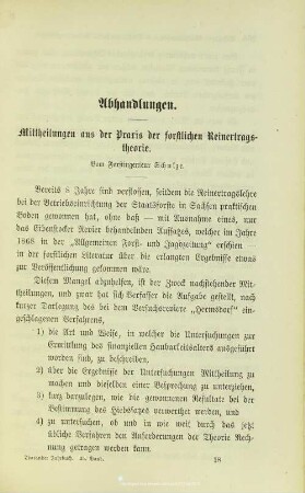 I.1. Mittheilungen aus der Praxis der forstlichen Reinertragstheorie
