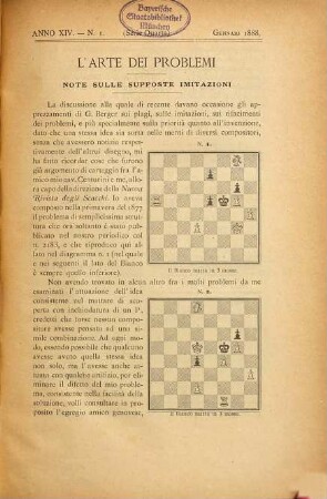 Nuova rivista degli scacchi : periodico mensile. 14. 1888 = Ser. 4