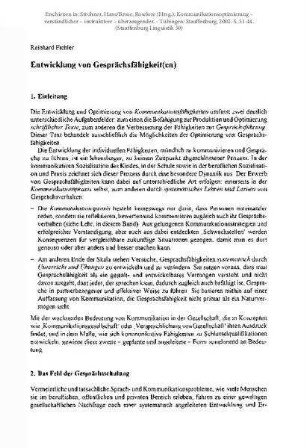 Entwicklung von Gesprächsfähigkeit(en)