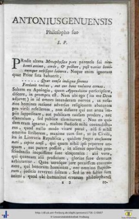 Antonius Genuensis Philosopho suo S. P.