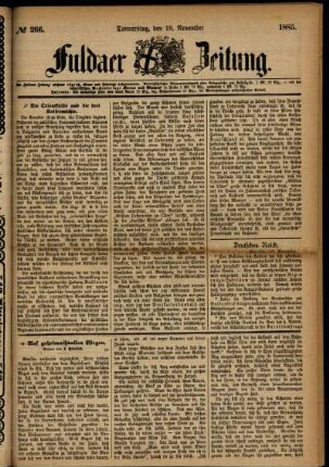 Ausgabe vom Donnerstag, den 19. November 1885.