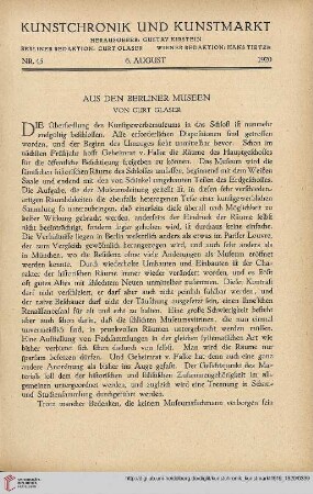 Neue Folge 31 = Jahrgang 55: Aus den Berliner Museen