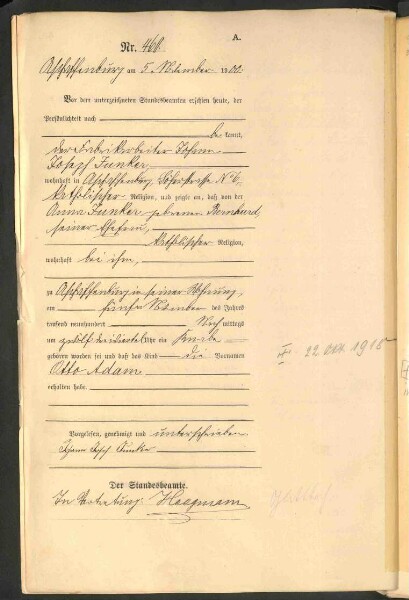 Standesamtsbuch der Stadt Aschaffenburg: Geburten 365/1900 - 184/1901