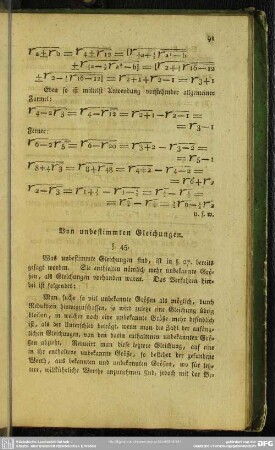 Von unbestimmten Gleichungen