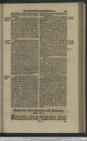 Epistel am dritten Sonntage nach Epiphaniae. Rom. am 12.