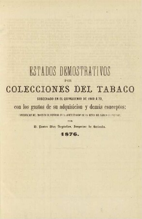 Estados demostrativos por collecciones del Tabaco