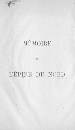 Mémoire sur l'Epire du Nord