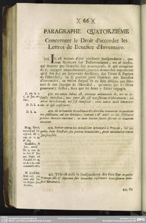 Paragraphe Quatorziéme Concernant le Droit d' accoder les Lettres de Benefice d' Inventaire
