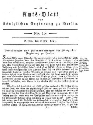 No 15, 2. Mai 1821