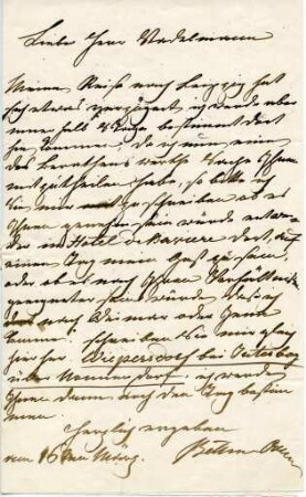 Korrespondenz von Bettina von Arnim an Herrn Stadelmann