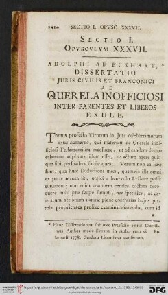 Sectio I. Opvscvlvm XXXVII