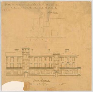 Thiersch, August ; München, Georgenstr. 4; Wohnhaus Steinmetz - Lageplan, Ansicht