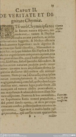 CAPUT II. DE VERITATE ET DIGNITATE CHYMIAE.