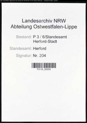 Sterberegister Standesamt Herford