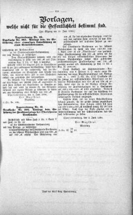 Vorlagen welche nicht für die Oeffentlichkeit bestimmt sind., 15. Juni 1898