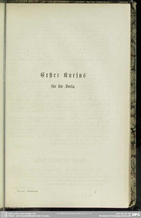Erster Kursus für die Sexta