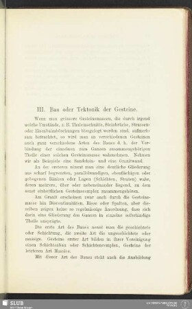 III. Bau oder Tektonik der Gesteine