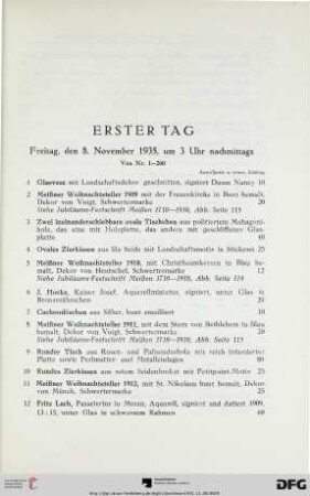 Erster Tag: Freitag, den 8. November 1935, um 3 Uhr nachmittags (Nr. 1-260)